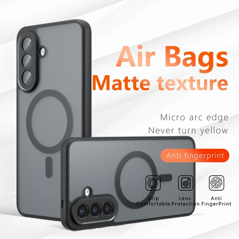 Магнитный чехол для Samsung Galaxy A57 5G, матовый чехол из ТПУ + поликарбоната, черный