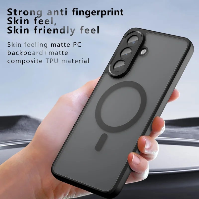 Магнитный чехол для Samsung Galaxy A57 5G, матовый чехол из ТПУ + поликарбоната, черный