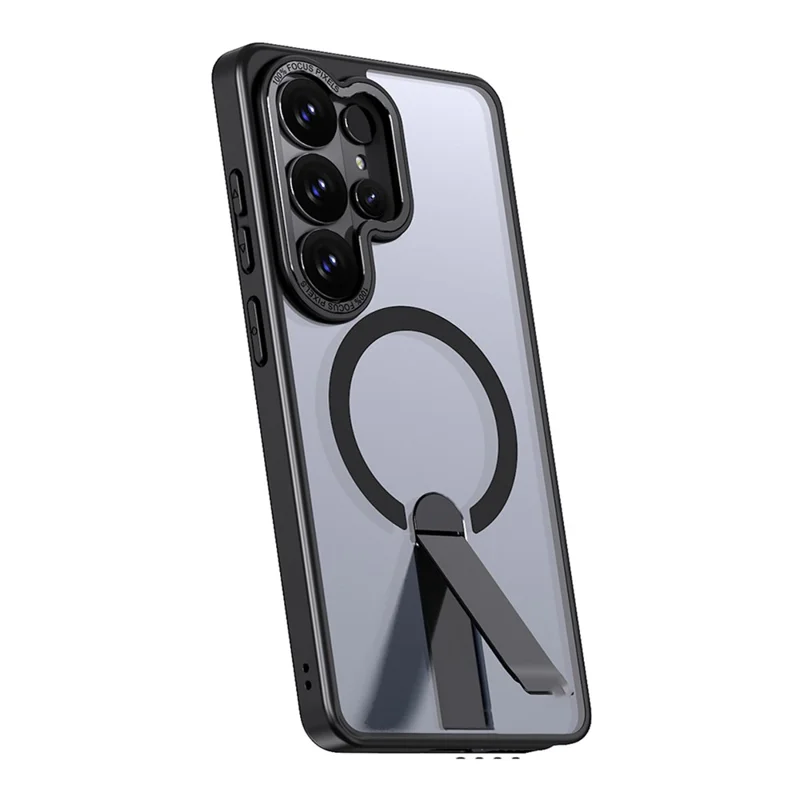 For Samsung Galaxy S26 Ultra Magnetic Case Kickstand TPU + Acrylic Phone Cover - Black