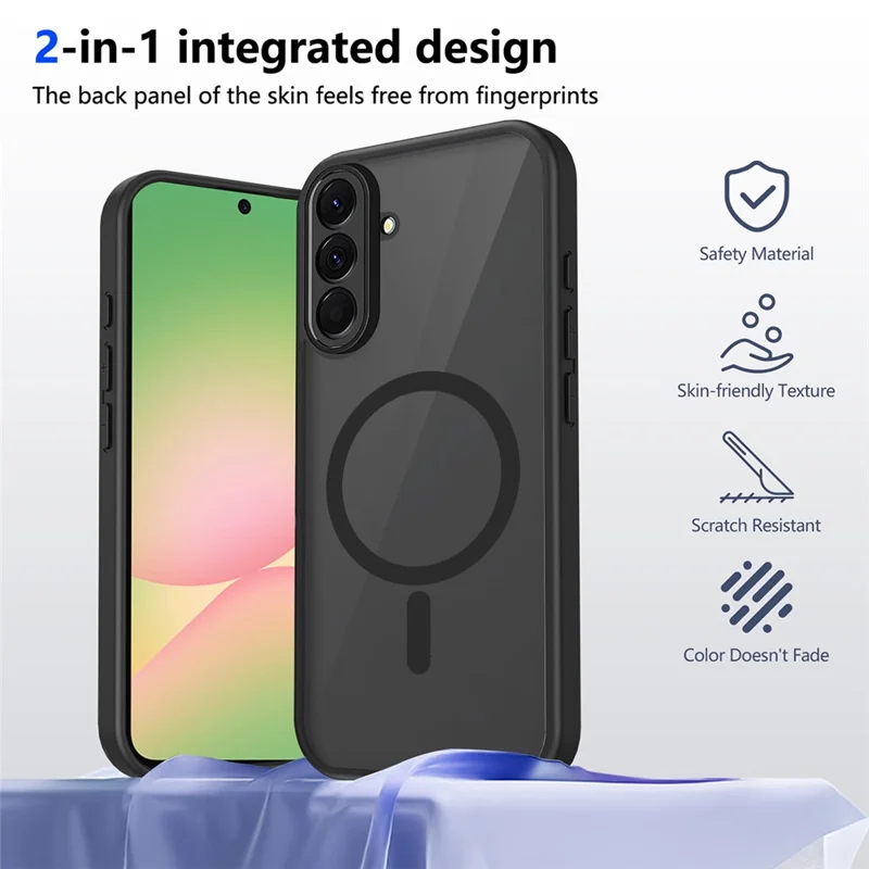 For Samsung Galaxy A37 5G Magnetic Case Skin Touch Matte PC + TPU Anti-Drop Phone Cover - Translucent