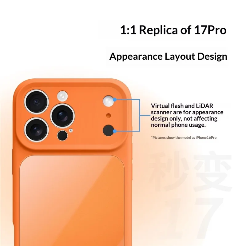 For iPhone 17 Pro Case Liquid Silicone + PC + Graphene Glass Shockproof Phone Cover - Orange