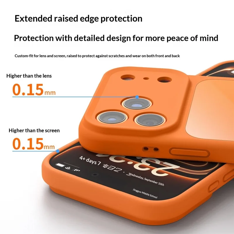 For iPhone 17 Pro Max Case Liquid Silicone + PC + Graphene Glass Shockproof Phone Cover - Orange