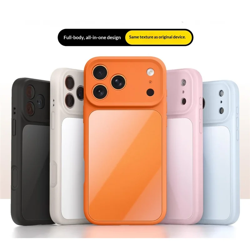 For iPhone 17 Pro Max Case Liquid Silicone + PC + Graphene Glass Shockproof Phone Cover - Orange