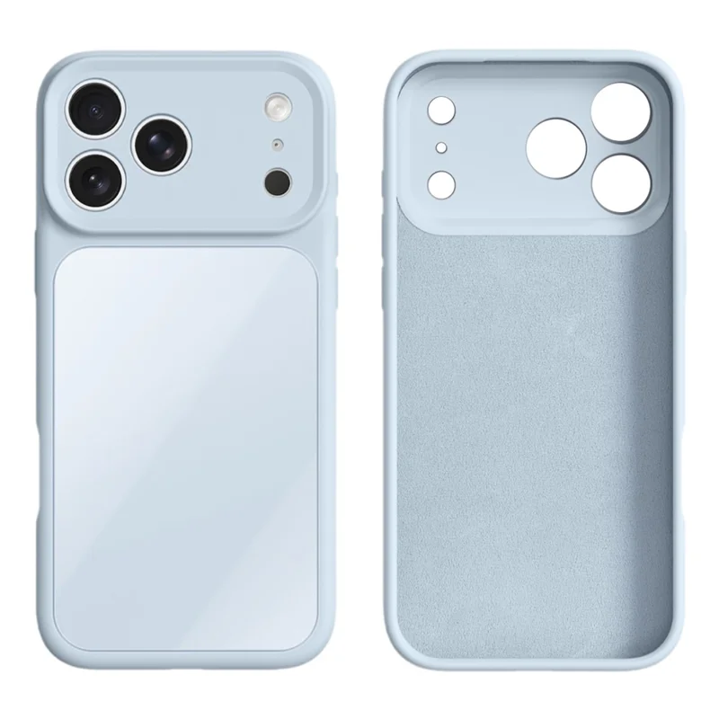 For iPhone 17 Pro Max Case Liquid Silicone + PC + Graphene Glass Shockproof Phone Cover - Cyan