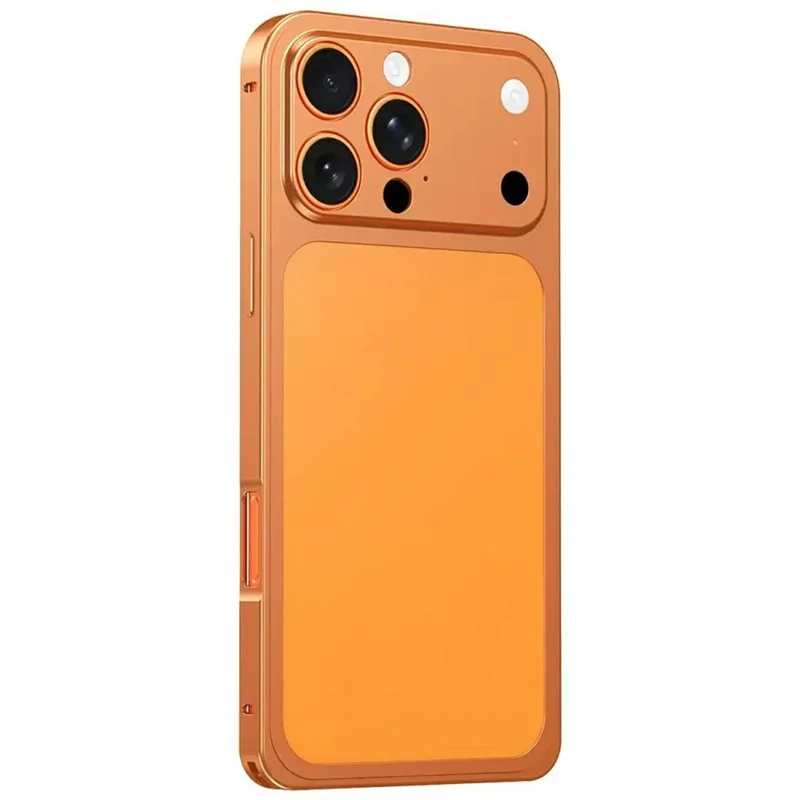 Capa para iPhone 16 Pro Max Transforma em 17 Pro Max com Fecho de Encaixe, Estrutura Metálica e Tampa Traseira em Liga - Laranja