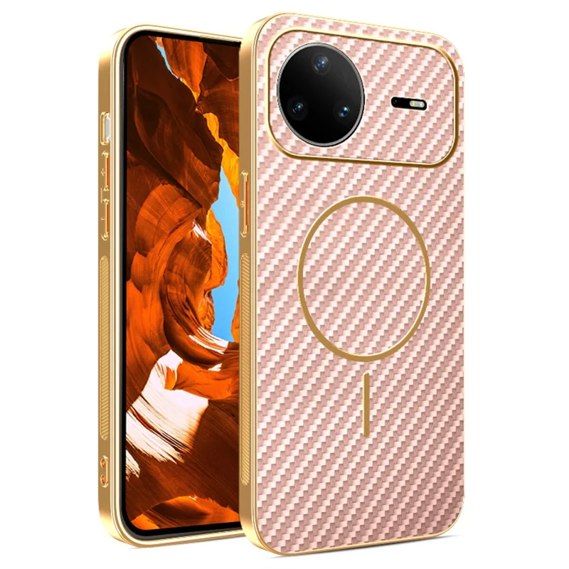 For Huawei nova 15 Pro 5G Case Carbon Fiber Textured Electroplated TPU Phone Back Cover - Pink