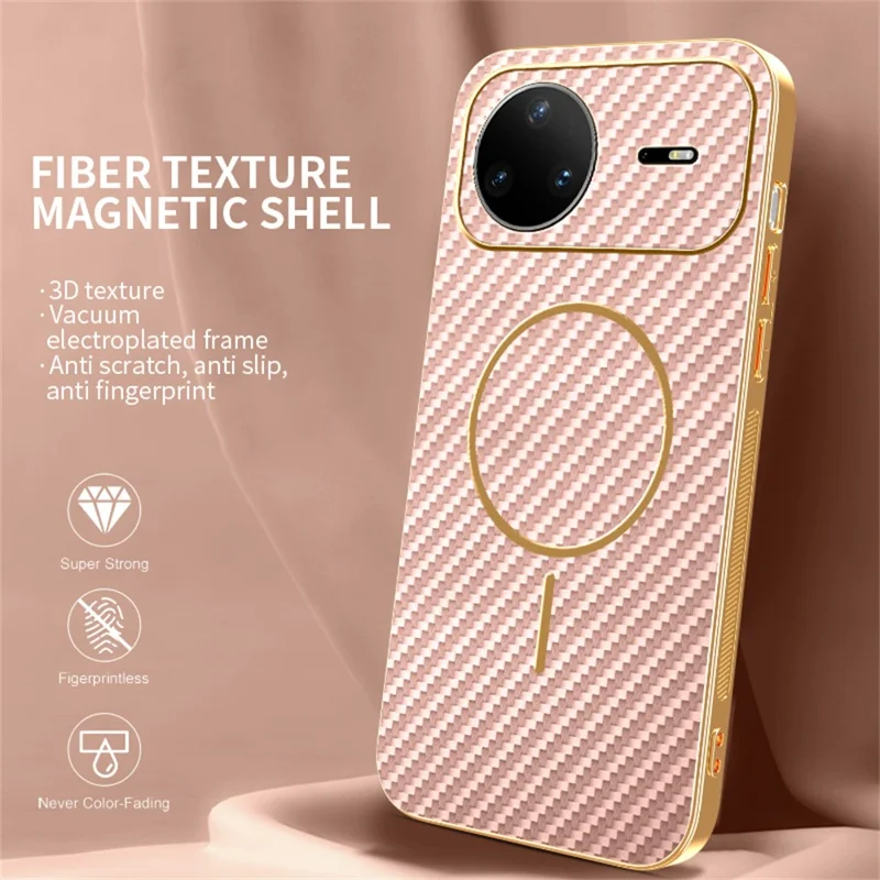 For Huawei nova 15 Pro 5G Case Carbon Fiber Textured Electroplated TPU Phone Back Cover - Pink