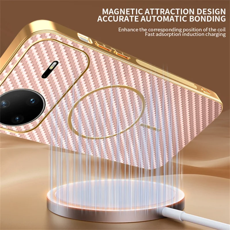 For Huawei nova 15 Pro 5G Case Carbon Fiber Textured Electroplated TPU Phone Back Cover - Pink