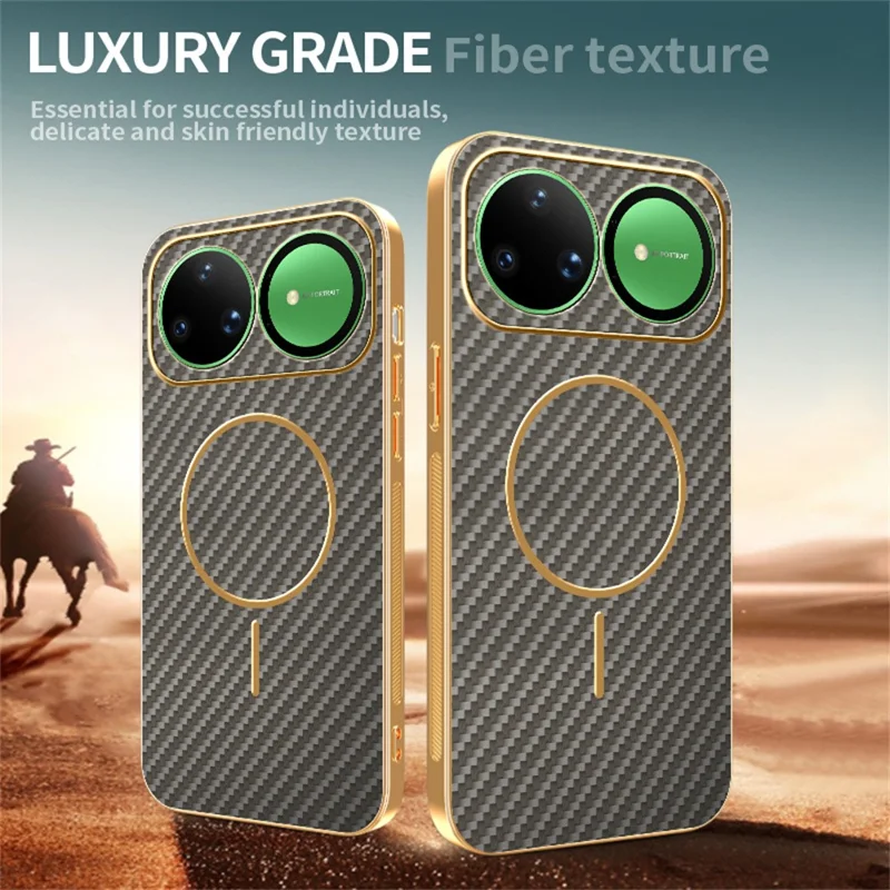 For Huawei nova 15 Ultra 5G Case Carbon Fiber Textured Electroplated TPU Phone Back Cover - Coffee
