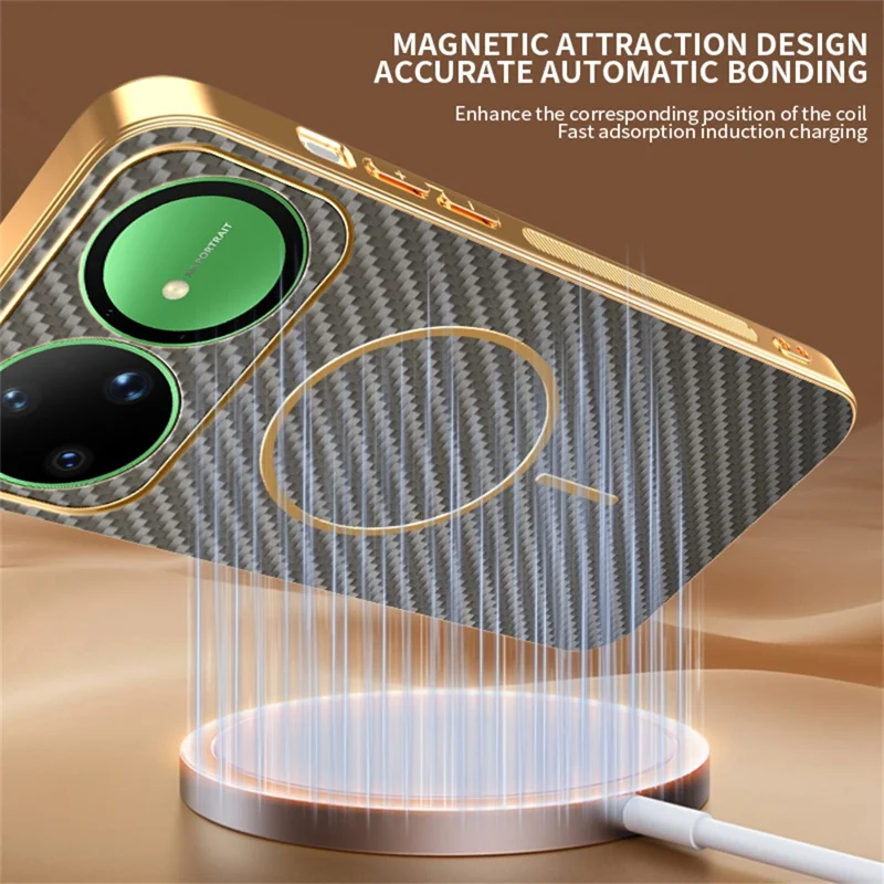 For Huawei nova 15 Ultra 5G Case Carbon Fiber Textured Electroplated TPU Phone Back Cover - Coffee