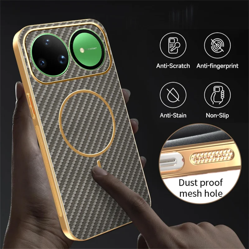 For Huawei nova 15 Ultra 5G Case Carbon Fiber Textured Electroplated TPU Phone Back Cover - Coffee