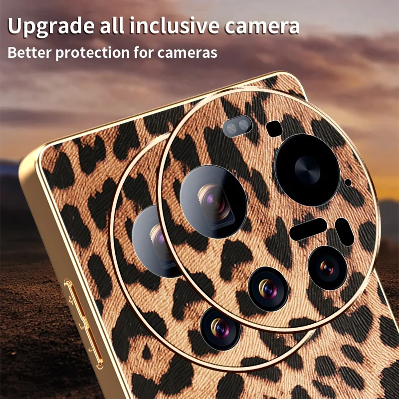 For Xiaomi 17 Ultra 5G Case PU Leather Coated PC + TPU Electroplating Phone Cover - Leopard Print