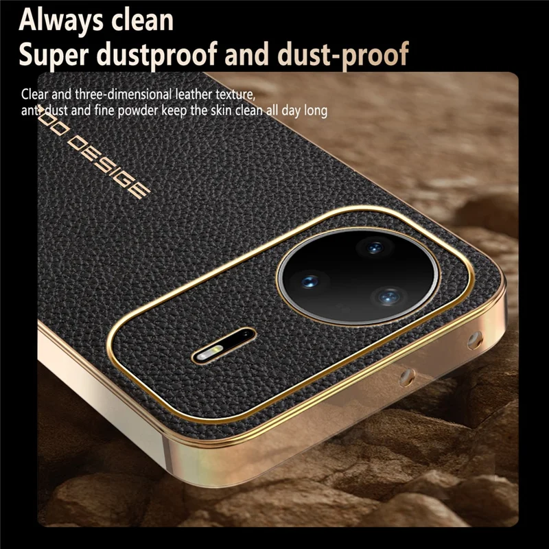 For Huawei nova 15 Pro 5G Case Anti Scratch Litchi Texture TPU Leather PU Phone Back Cover - Black
