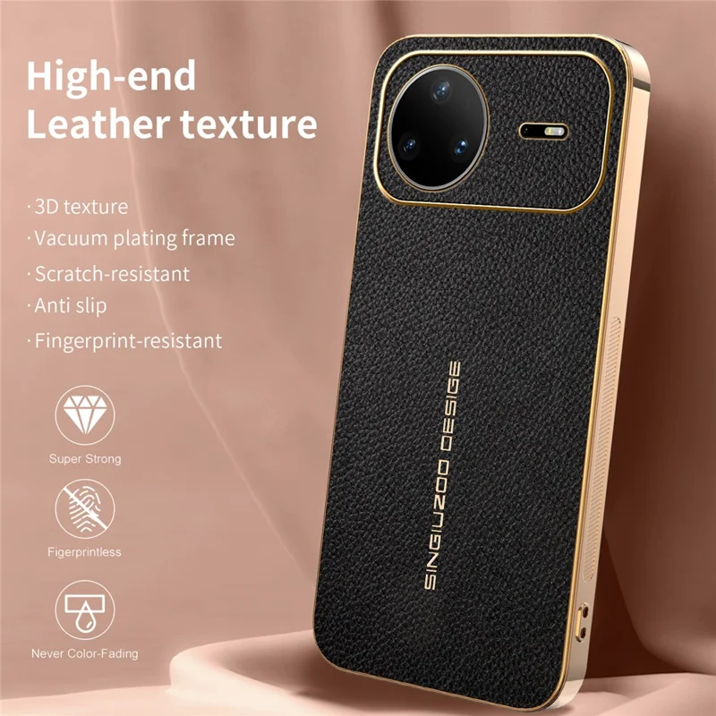 For Huawei nova 15 Pro 5G Case Anti Scratch Litchi Texture TPU Leather PU Phone Back Cover - Black