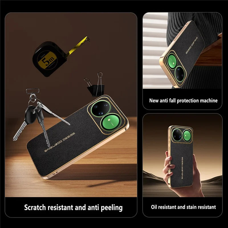 For Huawei nova 15 Ultra 5G Case  Anti Scratch Litchi Texture TPU Leather PU Phone Back Cover - Black