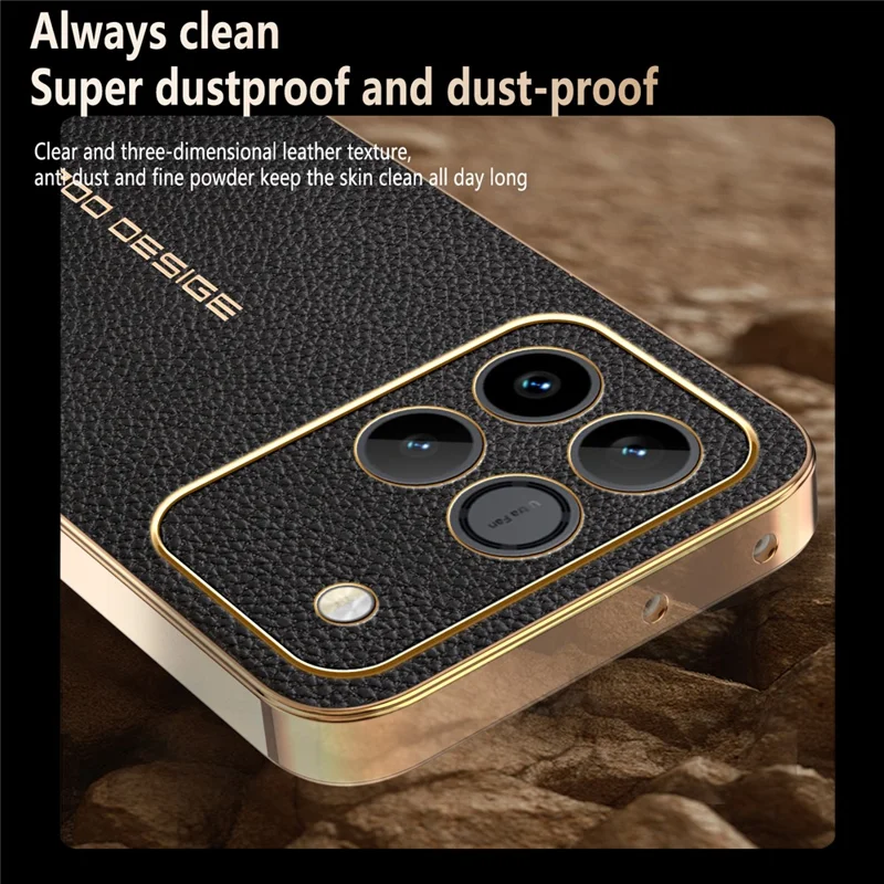 Phone Case For Honor Win 5G / Win RT 5G  Anti Scratch Litchi Texture TPU Leather PU Phone Back Cover - Black