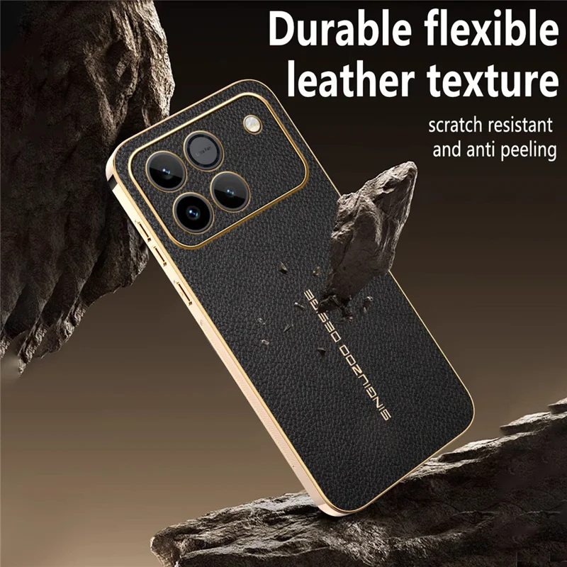 Phone Case For Honor Win 5G / Win RT 5G  Anti Scratch Litchi Texture TPU Leather PU Phone Back Cover - Black