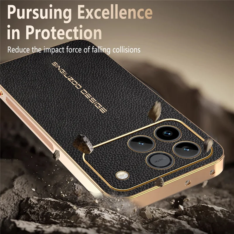 Phone Case For Honor Win 5G / Win RT 5G  Anti Scratch Litchi Texture TPU Leather PU Phone Back Cover - Black