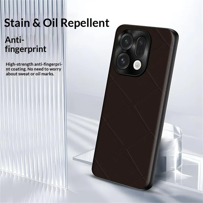 For Oppo Find X9 5G Case X-Patterned TPU PU Leather PC Anti-Drop Phone Cover - Brown
