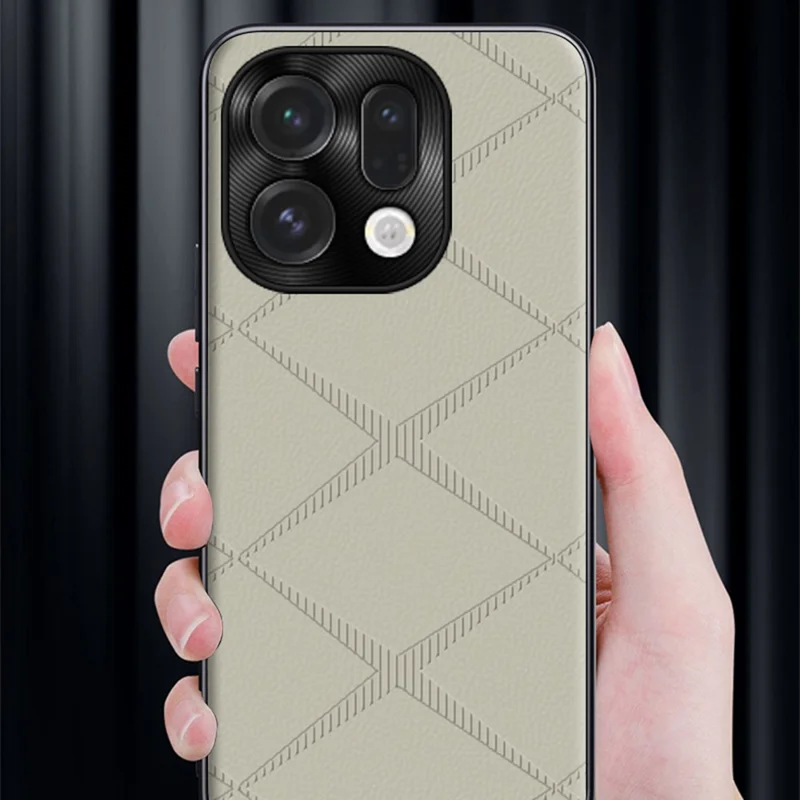 For Oppo Find X9 5G Case X-Patterned TPU PU Leather PC Anti-Drop Phone Cover - Brown