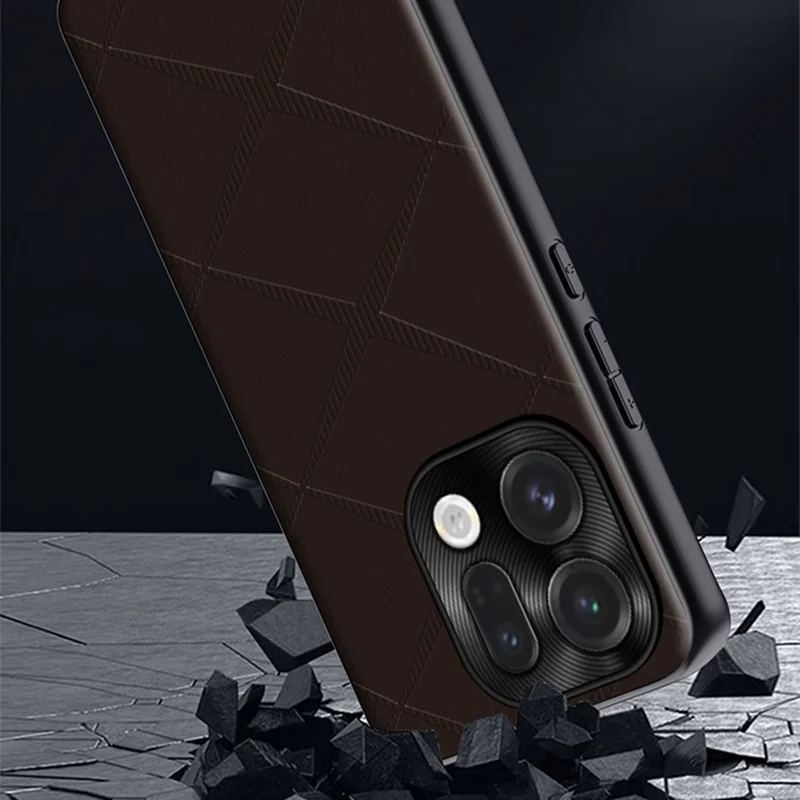 For Oppo Find X9 5G Case X-Patterned TPU PU Leather PC Anti-Drop Phone Cover - Brown