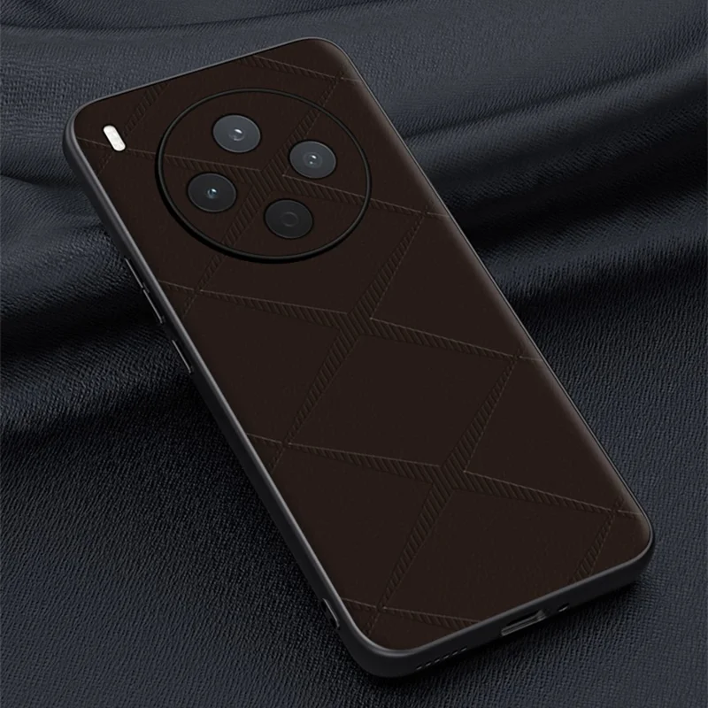 For vivo Y500 Pro 5G Case X-Patterned TPU PU Leather PC Anti-Drop Phone Cover - Brown