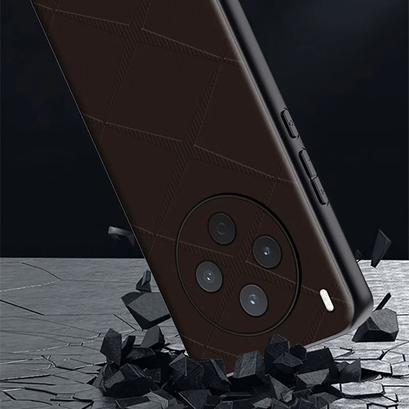 For vivo Y500 Pro 5G Case X-Patterned TPU PU Leather PC Anti-Drop Phone Cover - Brown