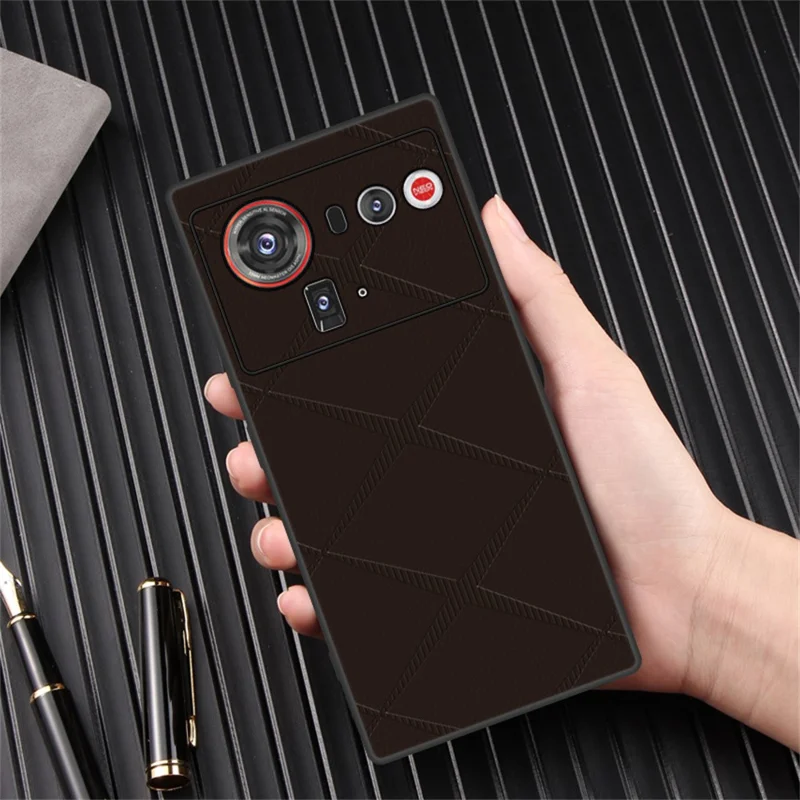 For ZTE nubia Z80 Ultra 5G Case X-Patterned TPU PU Leather PC Anti-Drop Phone Cover - Black