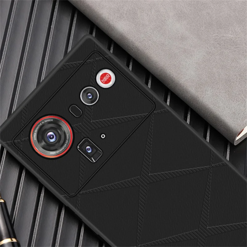 For ZTE nubia Z80 Ultra 5G Case X-Patterned TPU PU Leather PC Anti-Drop Phone Cover - Black