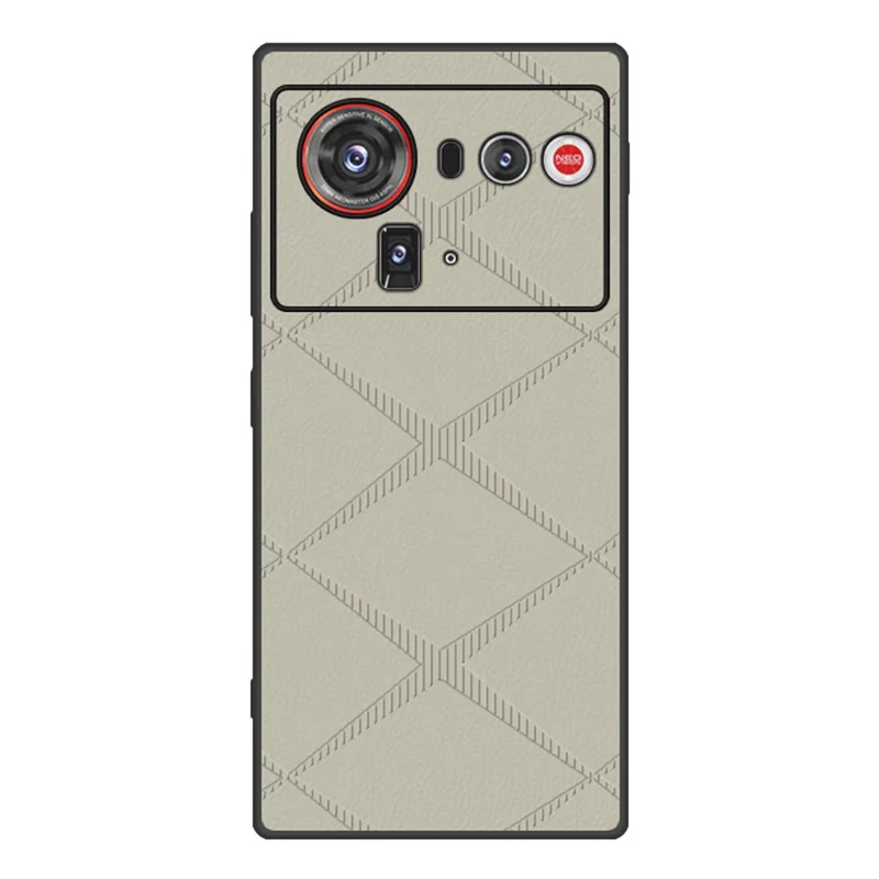 For ZTE nubia Z80 Ultra 5G Case X-Patterned TPU PU Leather PC Anti-Drop Phone Cover - Grey