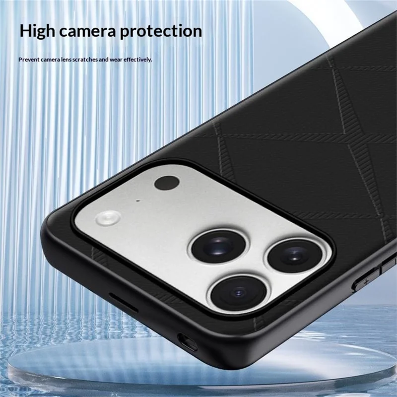 For iPhone 17 Pro Max Case X-Patterned TPU PU Leather PC Anti-Drop Phone Cover - Brown