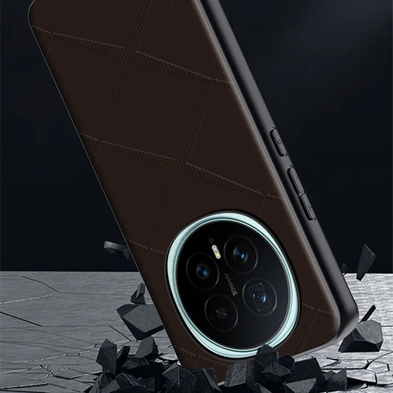 For Honor Magic8 5G Case X-Patterned TPU PU Leather PC Anti-Drop Phone Cover - Brown