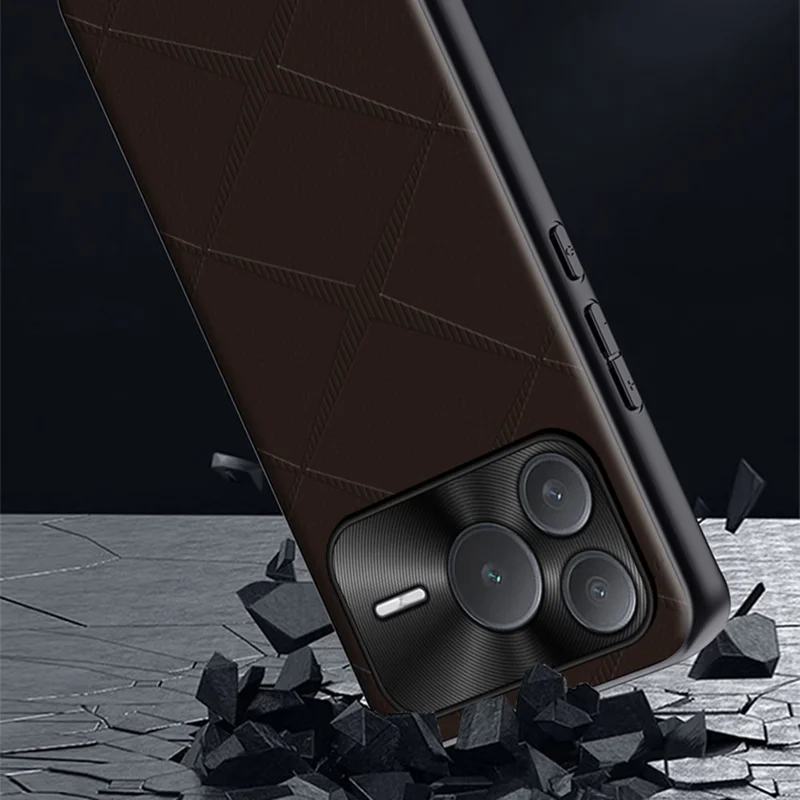 For Honor Power2 5G Case X-Patterned TPU PU Leather PC Anti-Drop Phone Cover - Brown