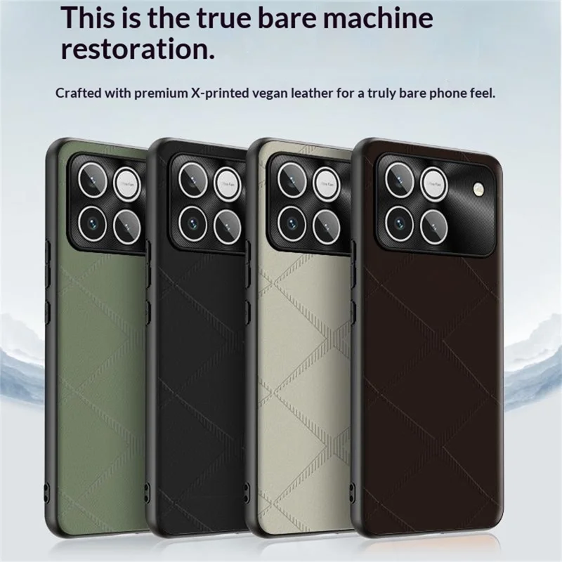 Phone Case For Honor Win 5G  /  Win RT 5G X-Patterned TPU PU Leather PC Anti-Drop Phone Cover - Brown