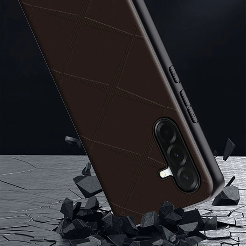 For Samsung Galaxy S24 Case X-Patterned TPU PU Leather PC Anti-Drop Phone Cover - Grey