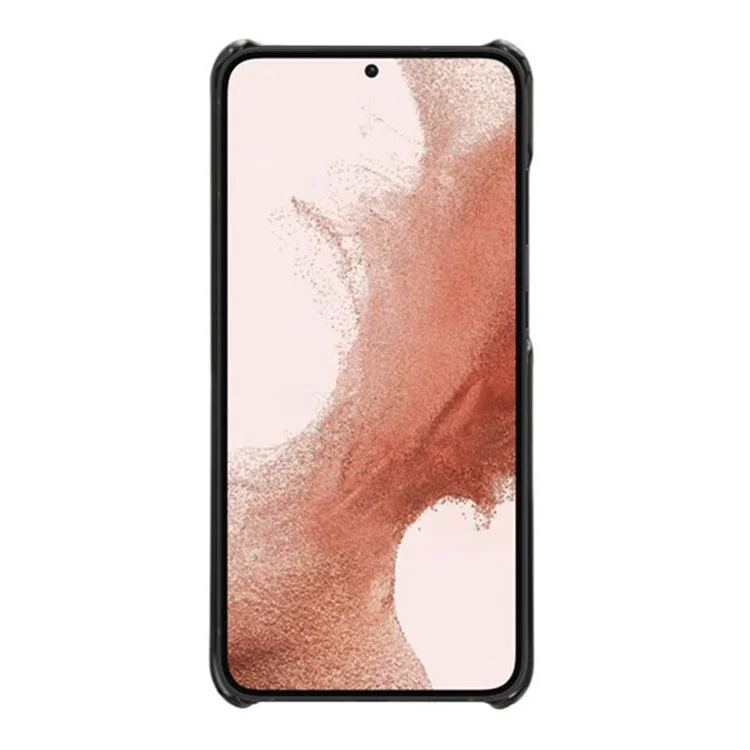 Para Samsung Galaxy S23 Anti-scratch Mobile Phone Cover Calf Textured PU Leather Coated PC Protective Phone Case - Preto