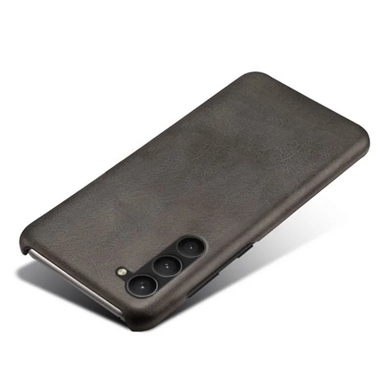 Para Samsung Galaxy S23 Anti-scratch Mobile Phone Cover Calf Textured PU Leather Coated PC Protective Phone Case - Preto