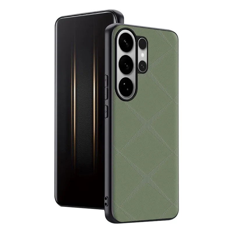 For Samsung Galaxy S25 Ultra Case X-Patterned TPU PU Leather PC Anti-Drop Phone Cover - Green