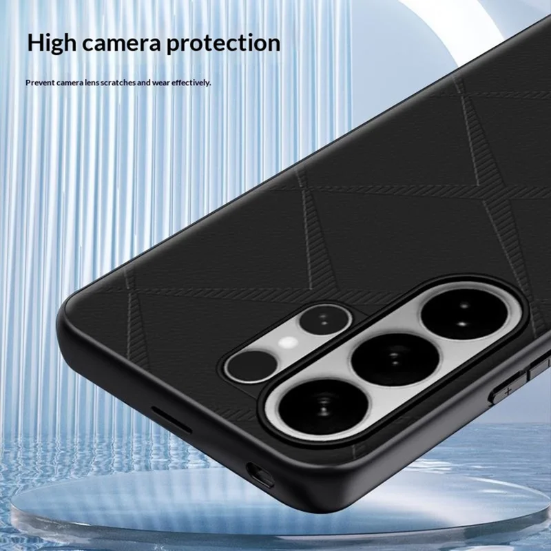 For Samsung Galaxy S25 Ultra Case X-Patterned TPU PU Leather PC Anti-Drop Phone Cover - Black