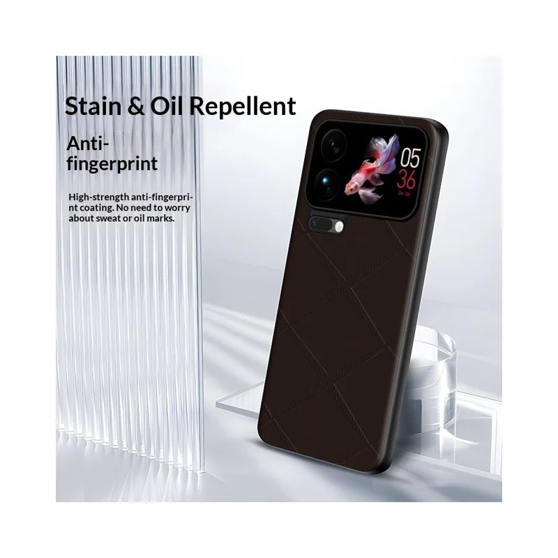 For Xiaomi 17 Pro Max Case X-Patterned TPU PU Leather PC Anti-Drop Phone Cover - Black