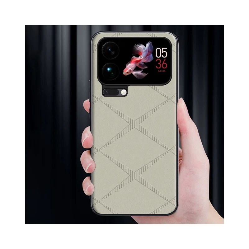 For Xiaomi 17 Pro Max Case X-Patterned TPU PU Leather PC Anti-Drop Phone Cover - Black