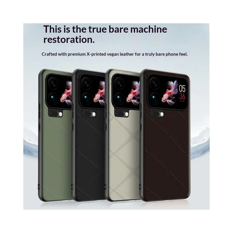 For Xiaomi 17 Pro Max Case X-Patterned TPU PU Leather PC Anti-Drop Phone Cover - Black