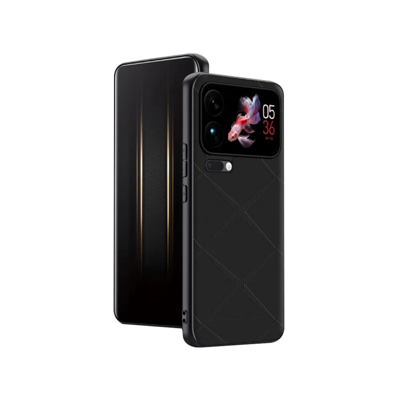 For Xiaomi 17 Pro Case X-Patterned TPU PU Leather PC Anti-Drop Phone Cover - Black