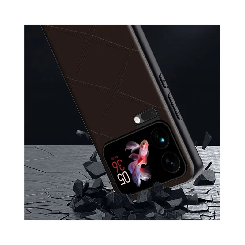 For Xiaomi 17 Pro Case X-Patterned TPU PU Leather PC Anti-Drop Phone Cover - Black