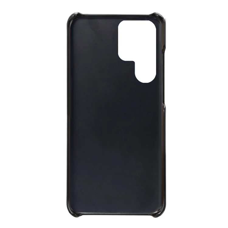 Pour Samsung Galaxy S23 Ultra Calf Textured Phone Cover PU Leather Coated PC Anti-fall Cell Phone Case - Noir