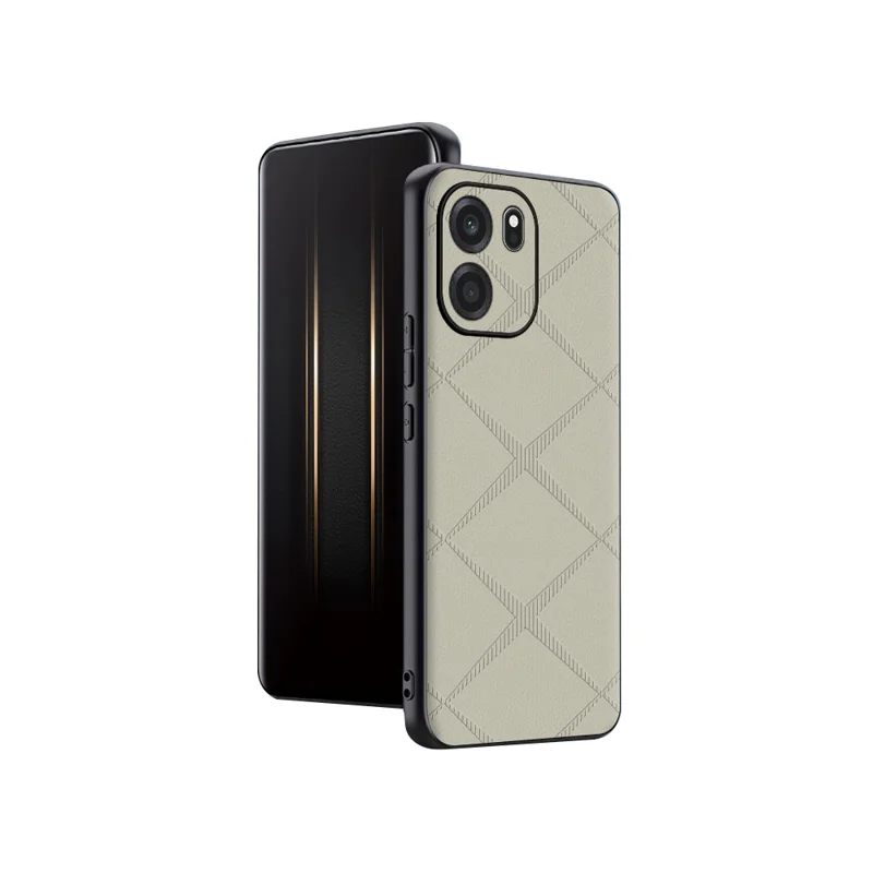 For OnePlus Turbo 6V Case X-Patterned TPU PU Leather PC Anti-Drop Phone Cover - Grey