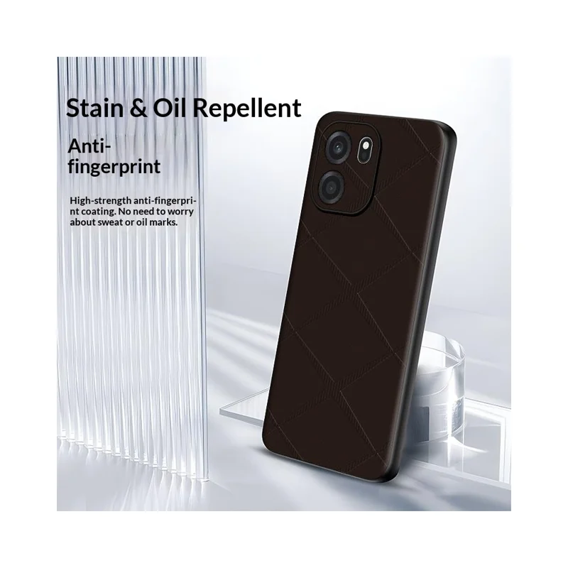 For OnePlus Turbo 6V Case X-Patterned TPU PU Leather PC Anti-Drop Phone Cover - Grey