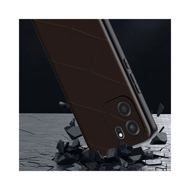 For OnePlus Turbo 6V Case X-Patterned TPU PU Leather PC Anti-Drop Phone Cover - Grey