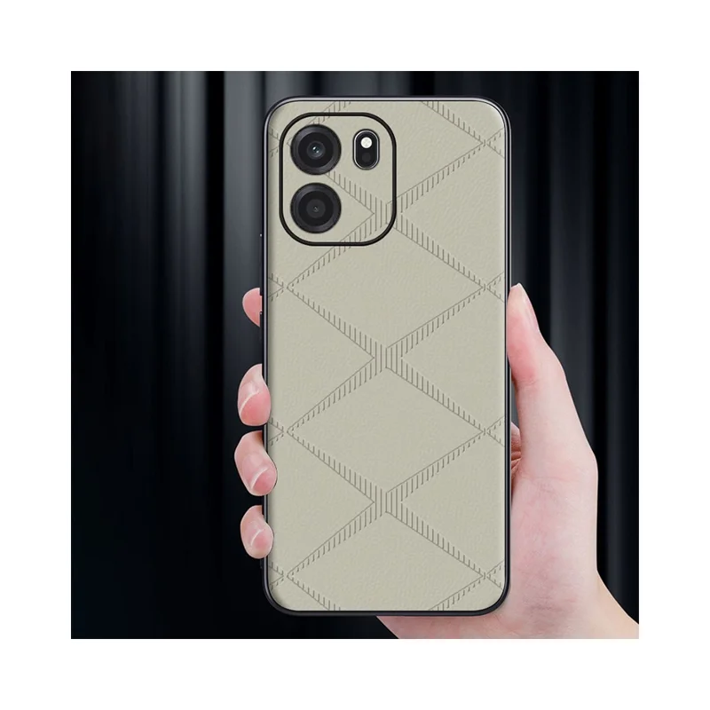 For OnePlus Turbo 6V Case X-Patterned TPU PU Leather PC Anti-Drop Phone Cover - Grey