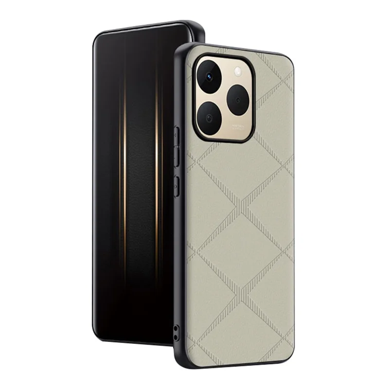 For Realme 15T 5G Case X-Patterned TPU PU Leather PC Anti-Drop Phone Cover - Grey